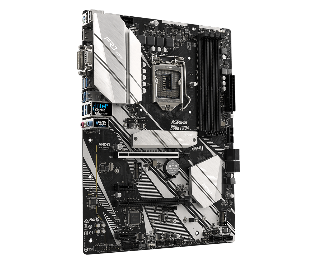 Дънна платка ASROCK B365-PRO4, Socket 1151 (300 Series), 4 x DDR4