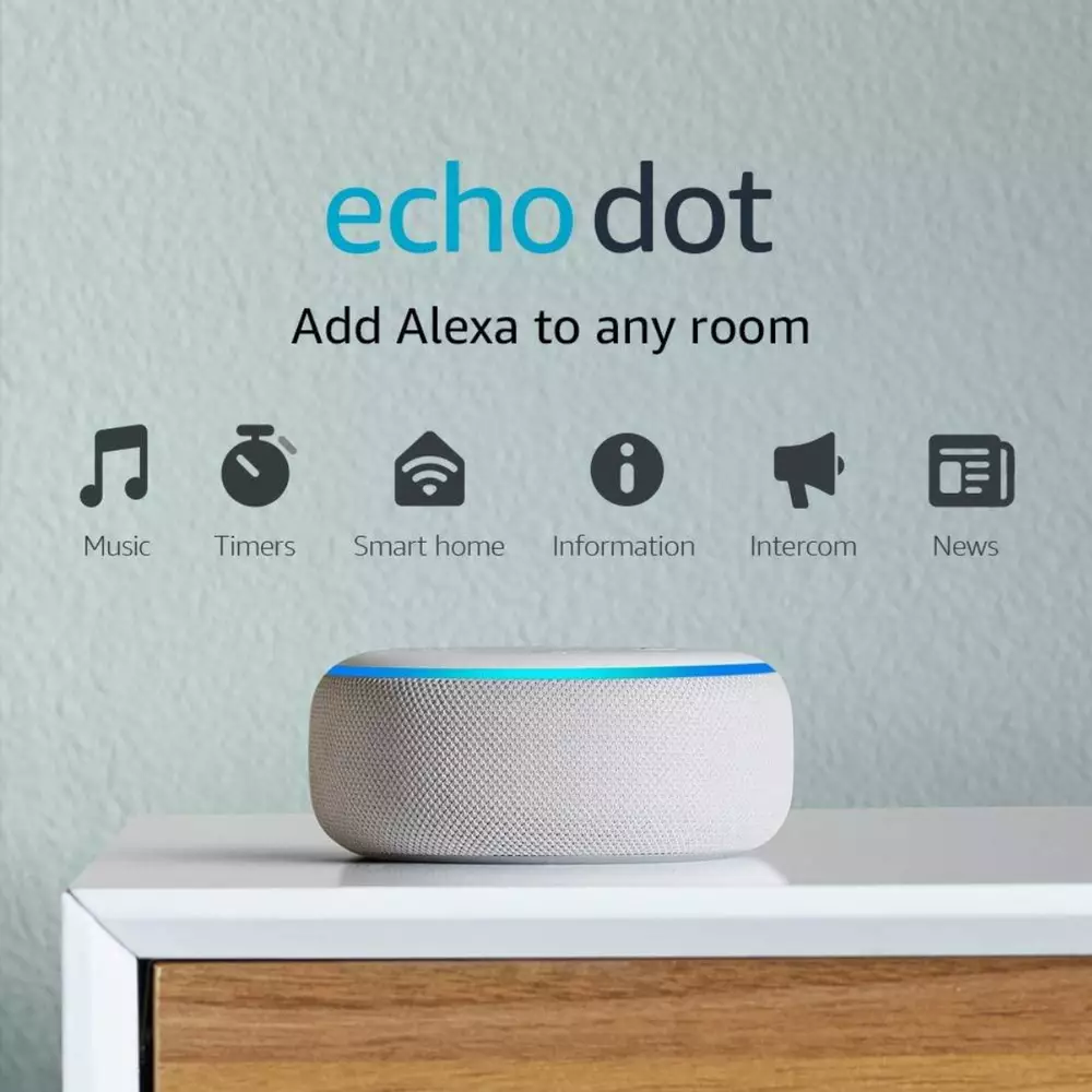 Преносима смарт тонколона Amazon Echo Dot 3 Charcoal, гласов асистент, White