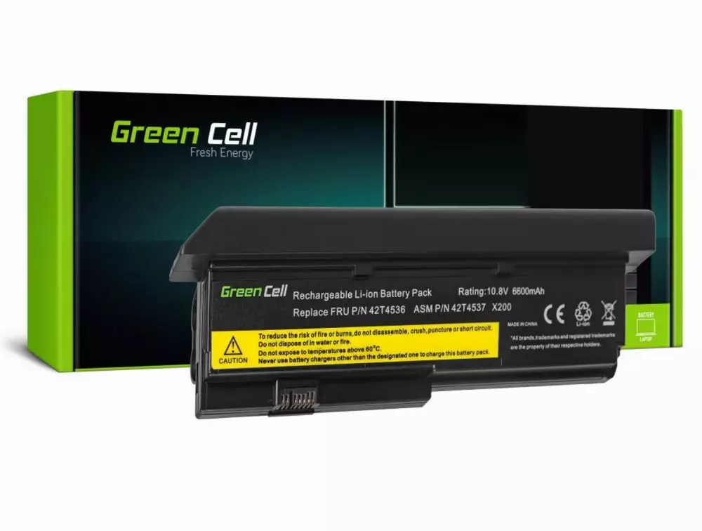 Батерия  за лаптоп IBM Lenovo ThinkPad X200 X201 X201i 42T4534 10.8V 6600mAh GREEN CELL