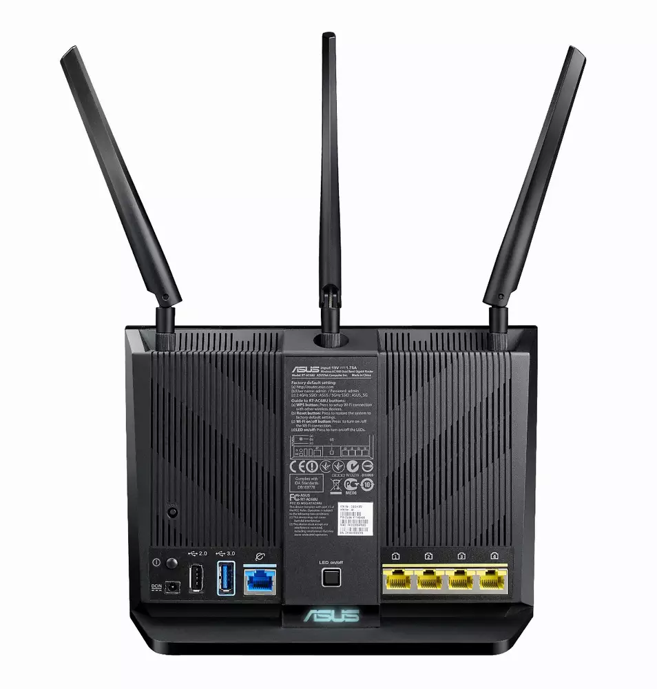 Безжичен рутер ASUS RT-AC68U V3, Двубандов AC1900, 600+1300 Mbps, 1 x USB 3.0, 1 x USB 2.0, AiMesh