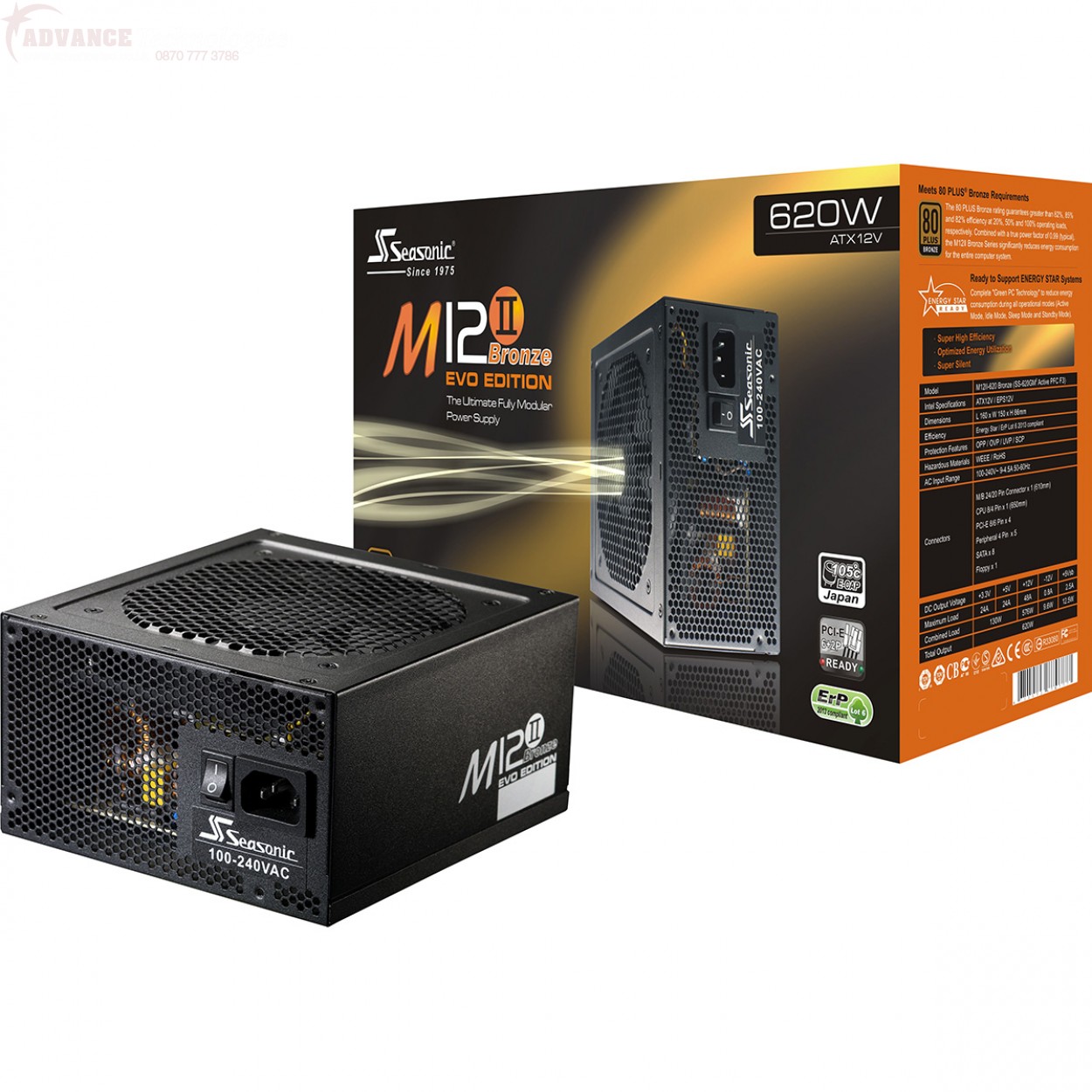 Захранване SEASONIC M12II EVO 620W 80+ Bronze