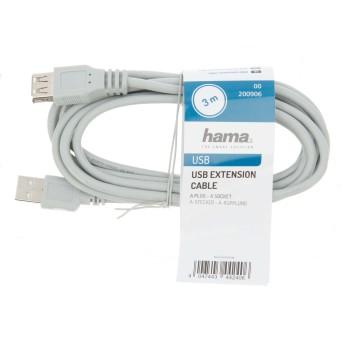 Удлинительный кабель HAMA 200906 USB-A женский - USB-A мужской, 3 м, Стандарт