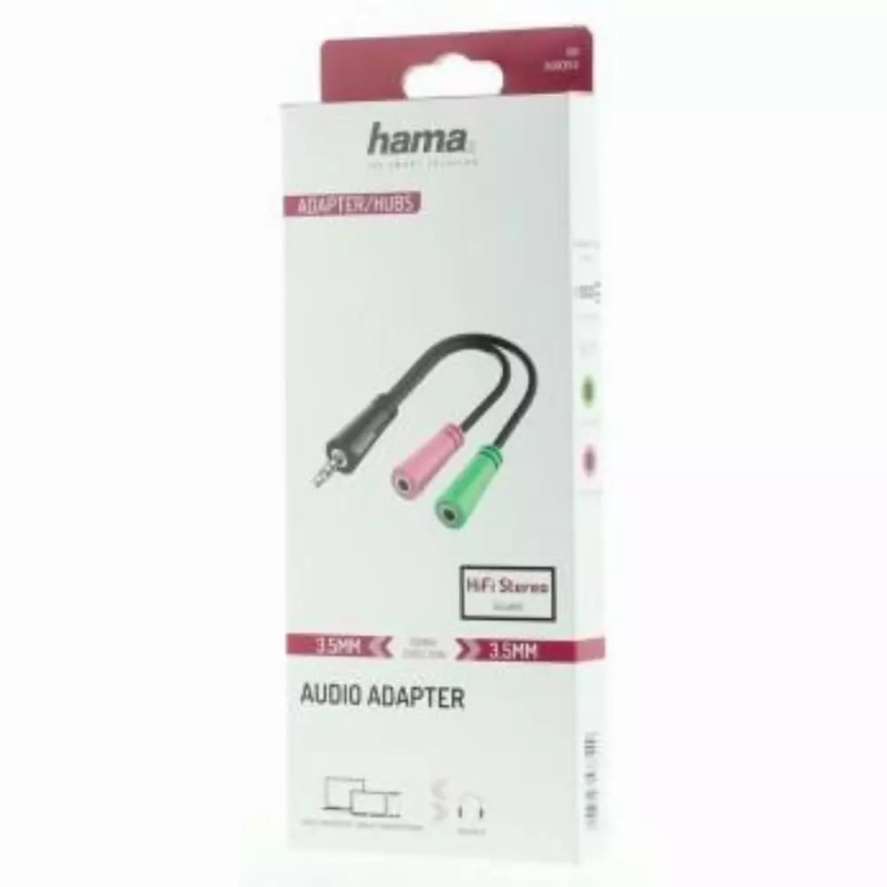 Аудио сплитер HAMA 200352 4-pin 3.5мм жак мъжко - 2х3-pin 3.5 mm женски жака