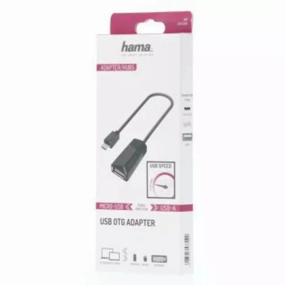 Кабел HAMA 200308 USB 2.0 OTG micro USB - женско USB 2.0, Черен
