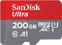 Карта памет SANDISK Ultra microSDHC, 200GB, A1, UHS-I, U1, Class 10, 120MB/s, Адаптер
