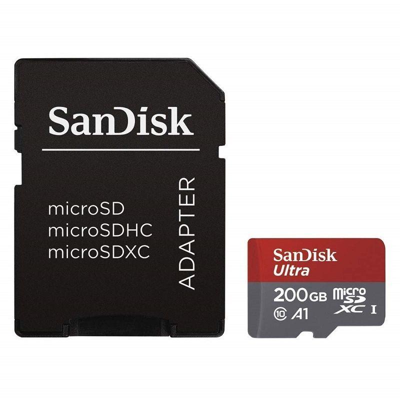 Карта памет SANDISK Ultra microSDHC, 200GB, A1, UHS-I, U1, Class 10, 120MB/s, Адаптер