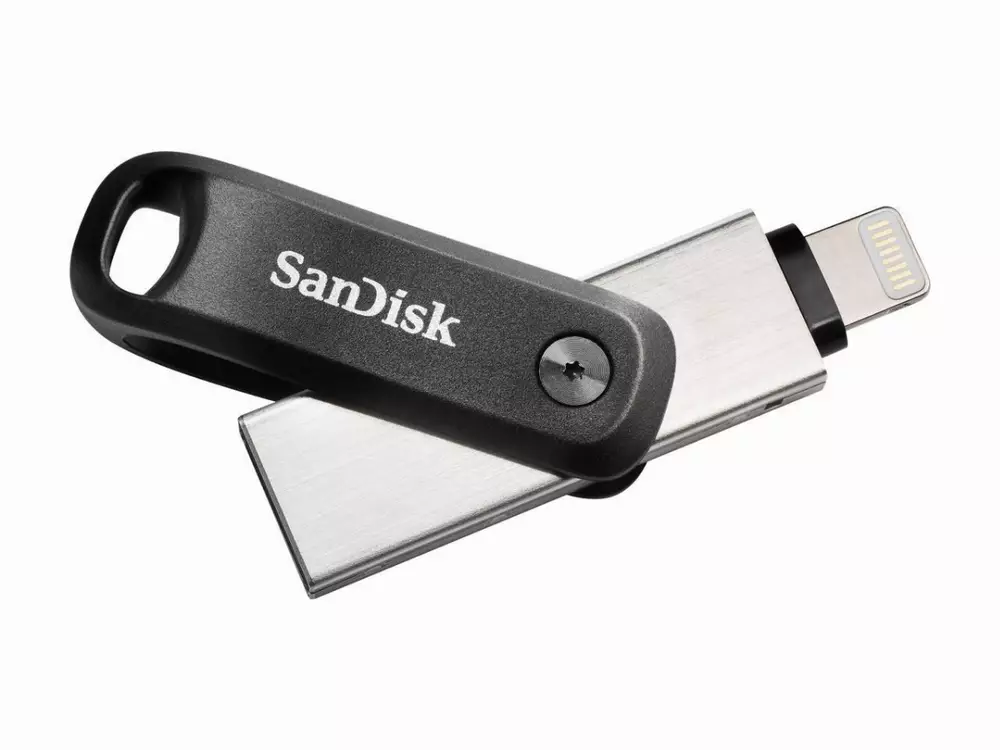 USB памет SanDisk iXpand Flash Drive Go, за iPhone и iPad, USB 3.1 Gen 1, 128GB, Сребрист