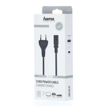 Захранващ кабел HAMA Euro Plug - 2-Pin, 2.5 m, Черен