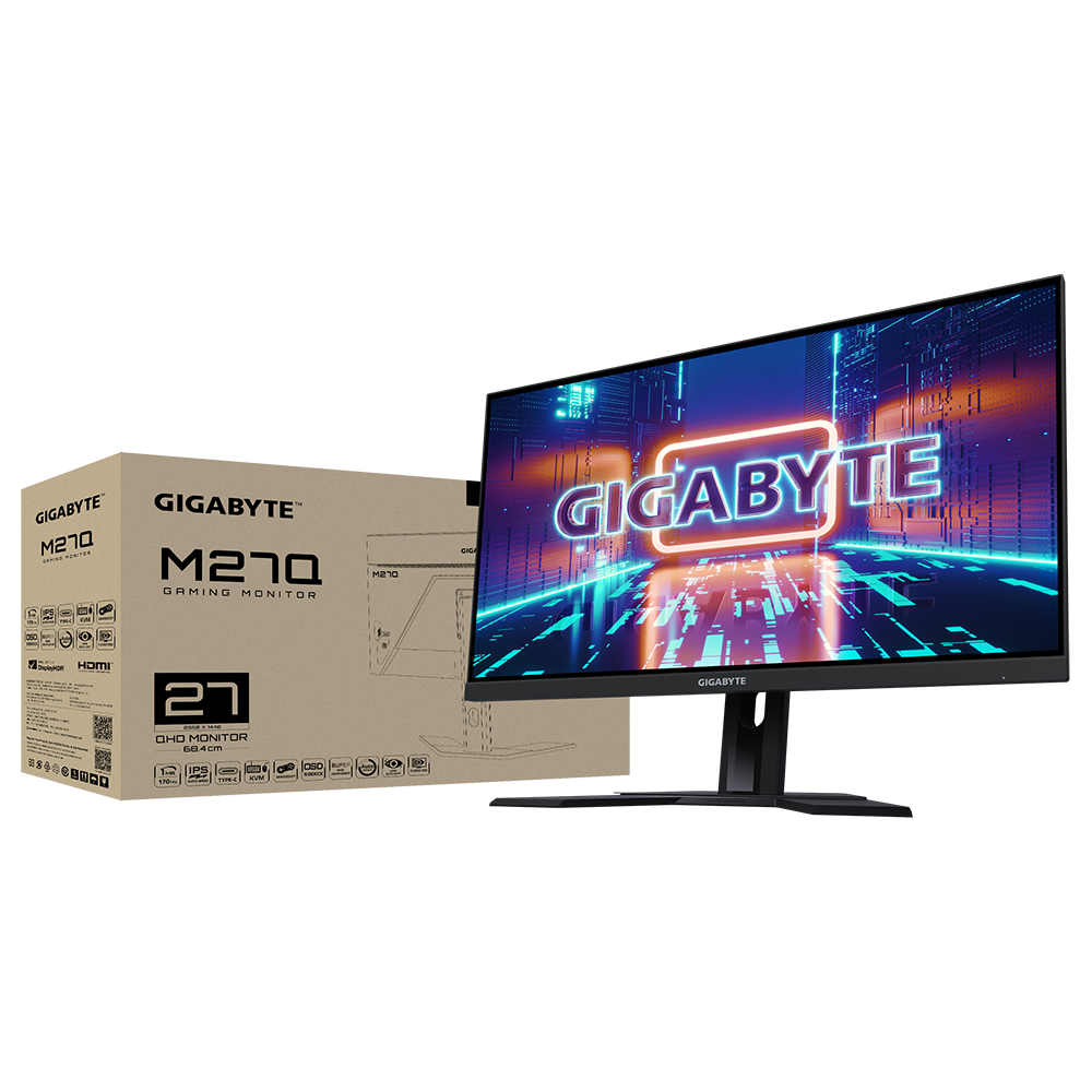 Монитор Gigabyte 27" M27Q-EK, QHD 2560x1440, IPS, 170hz, 1ms, HDR, USB, AMD FreeSync Premium