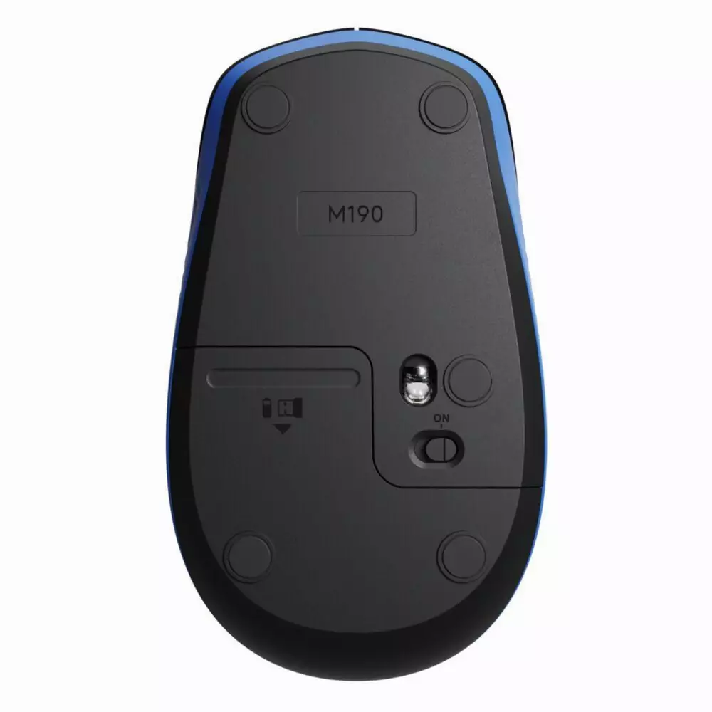 Безжична оптична мишка LOGITECH M190 Full-Size, USB, 1000 dpi, 3 бутона, Син