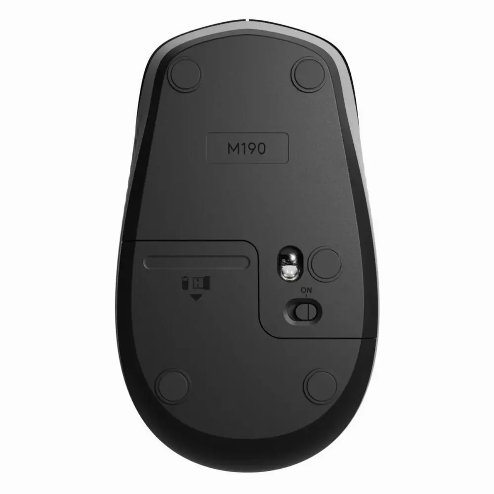 Безжична оптична мишка LOGITECH M190 Full-Size, USB, 1000 dpi, 3 бутона, Светло Сив