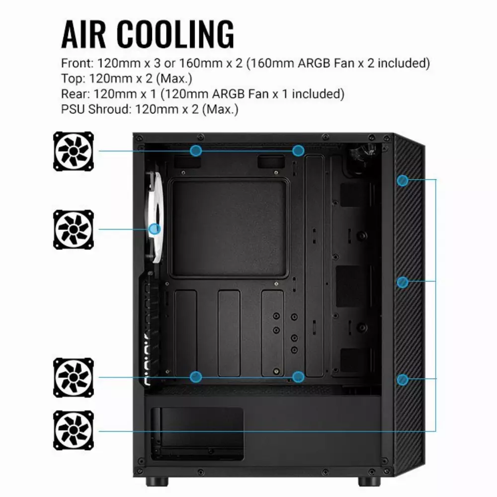 Кутия AeroCool Hive v2 FRGB, Mid Tower, Черен