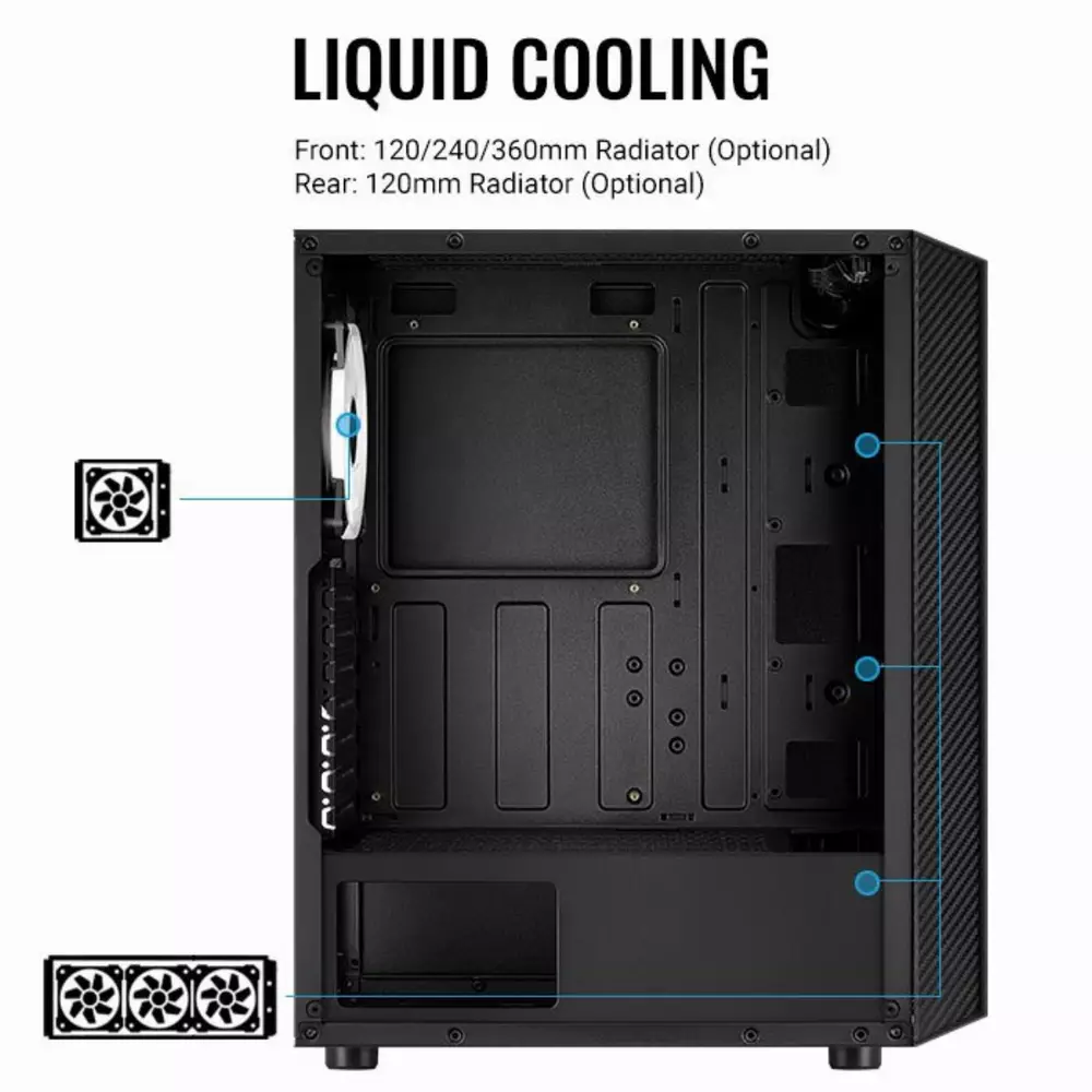 Кутия AeroCool Hive v2 FRGB, Mid Tower, Черен