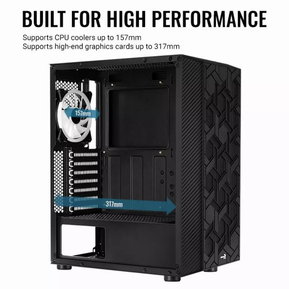 Кутия AeroCool Hive v2 FRGB, Mid Tower, Черен