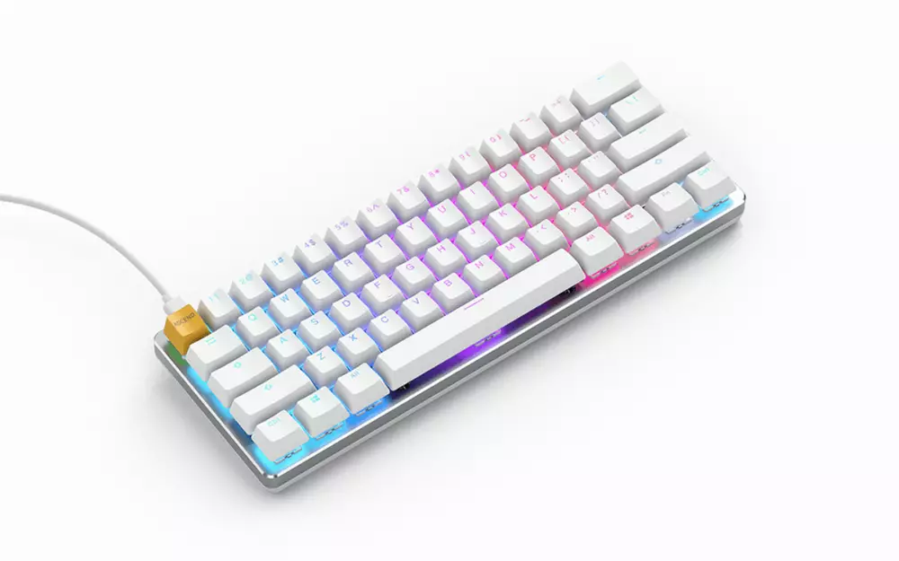 Геймърскa механична клавиатура Glorious White Ice GMMK RGB Compact, Gateron Brown US Layout