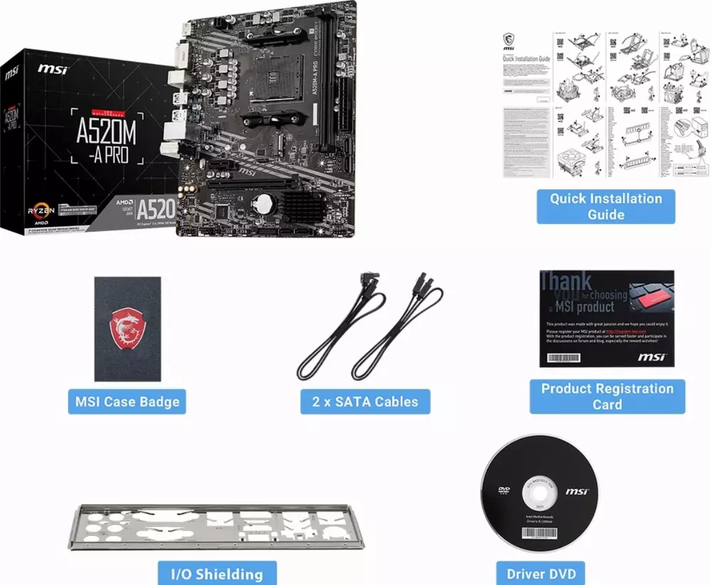 Дънна платка MSI A520M-A PRO