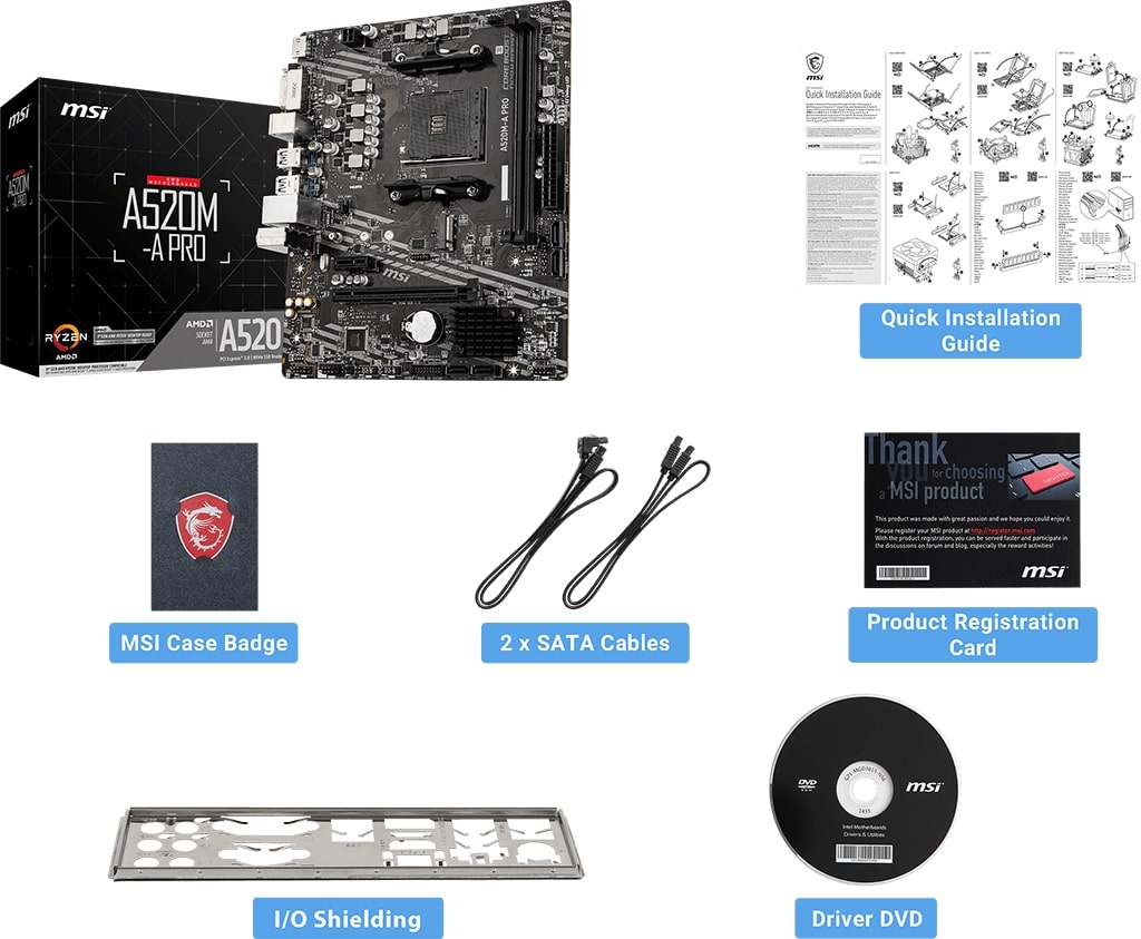 Дънна платка MSI A520M-A PRO