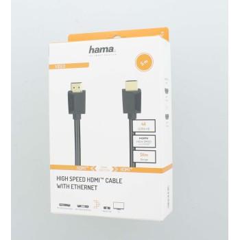 Кабел HAMA High Speed, HDMI мъжко - HDMI мъжко, 4K, 18GB/s, Ethernet , 5 м, позл. конектори