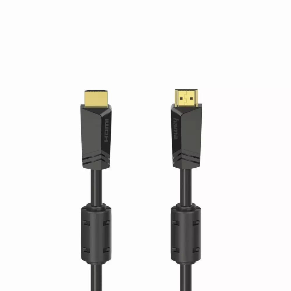 Кабел HAMA High Speed, HDMI мъжко - HDMI мъжко, 4K, 18GB/s, Ethernet , 15 м, позл. конектори, 2 филтъра