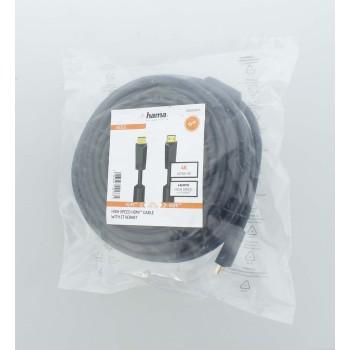 Кабел HAMA High Speed, HDMI мъжко - HDMI мъжко, 4K, 18GB/s, Ethernet , 15 м, позл. конектори, 2 филтъра