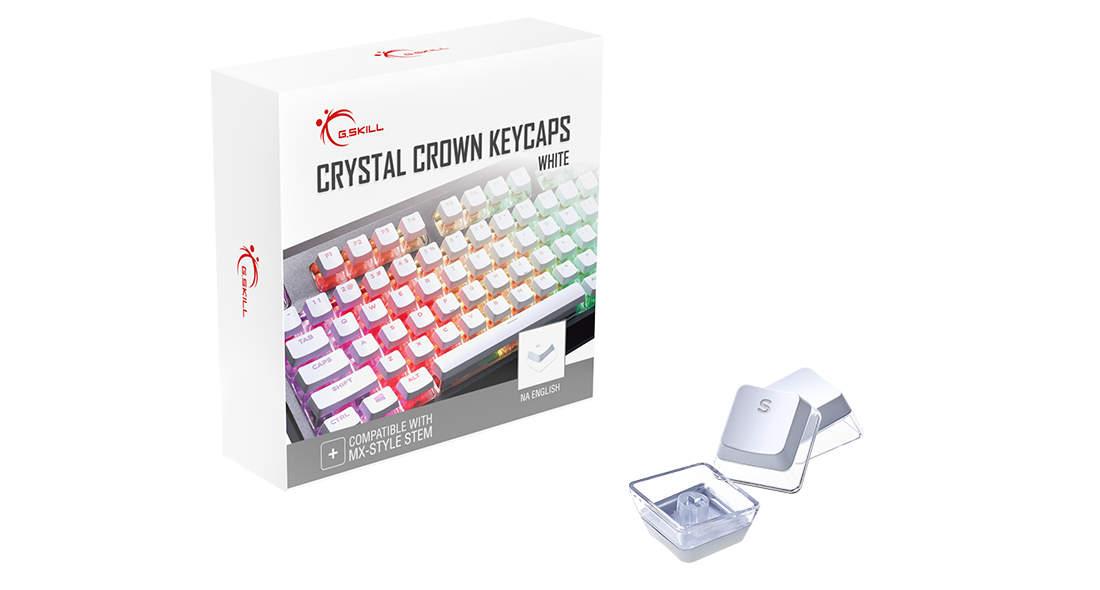 Капачки за механична клавиатура G.SKILL Crystal Crown White 104-Keycap Set US Layout