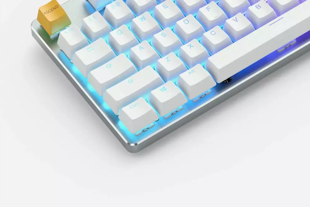 Геймърскa механична клавиатура Glorious White Ice GMMK RGB TKL Gateron Brown US Layout