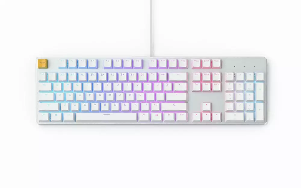 Геймърскa механична клавиатура Glorious White Ice GMMK RGB Gateron Brown US Layout