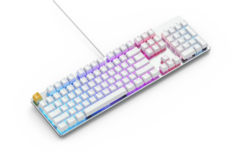 Геймърскa механична клавиатура Glorious White Ice GMMK RGB Gateron Brown US Layout