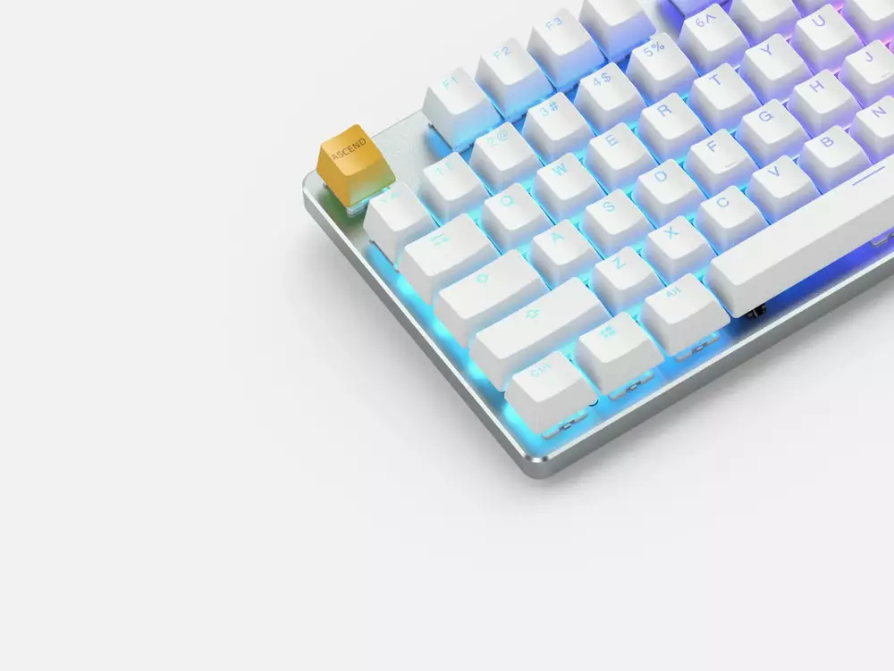Геймърскa механична клавиатура Glorious White Ice GMMK RGB Gateron Brown US Layout