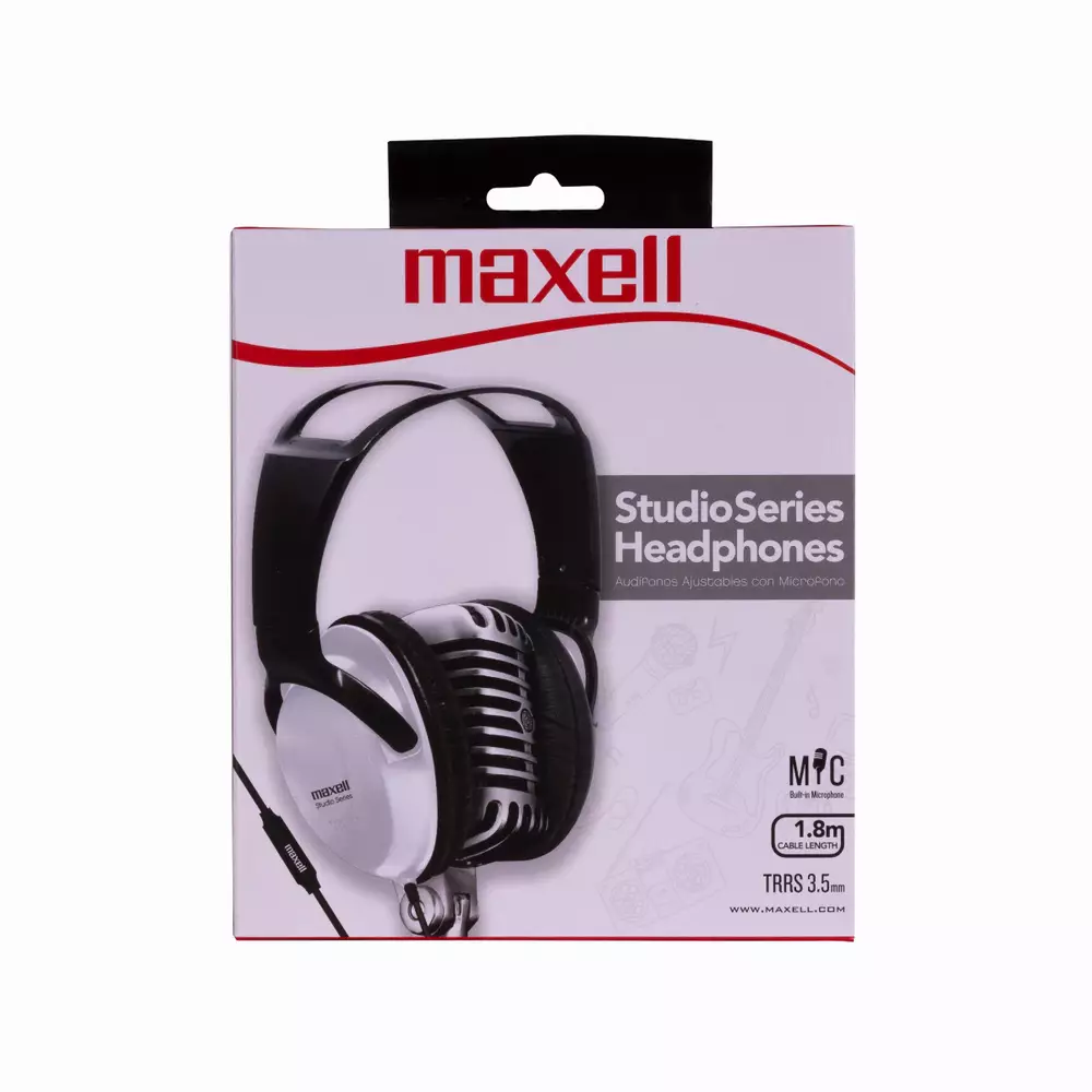 Слушалки с микрофон MAXELL Studio Series ST2000, големи наушници, Бял