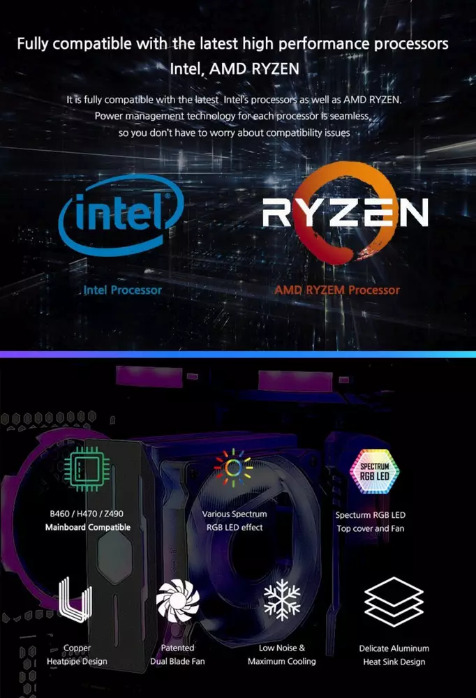 Охладител за процесор Zalman CNPS10X OPTIMA II WHITE RGB