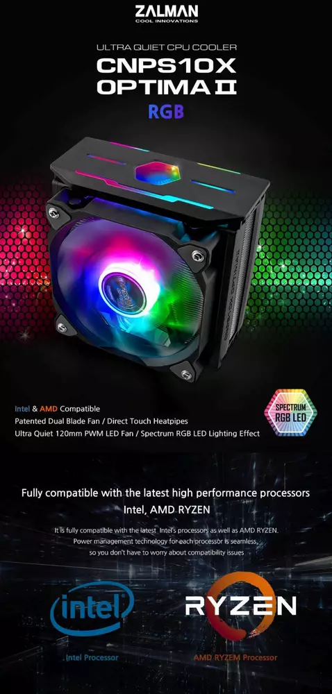Охладител за процесор Zalman CNPS10X OPTIMA II BLACK RGB
