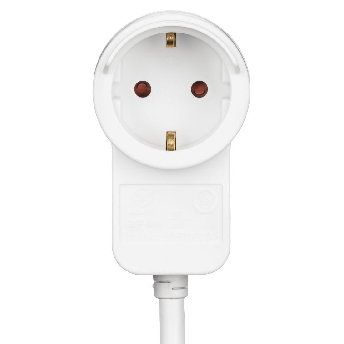 Подовжувальний кабель HAMA Powerplug, Додатковий контакт, 3.0 m, Білий