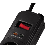 Разклонител HAMA Protection, 6 гнезда, Превключвател, 1.5 м, Черен