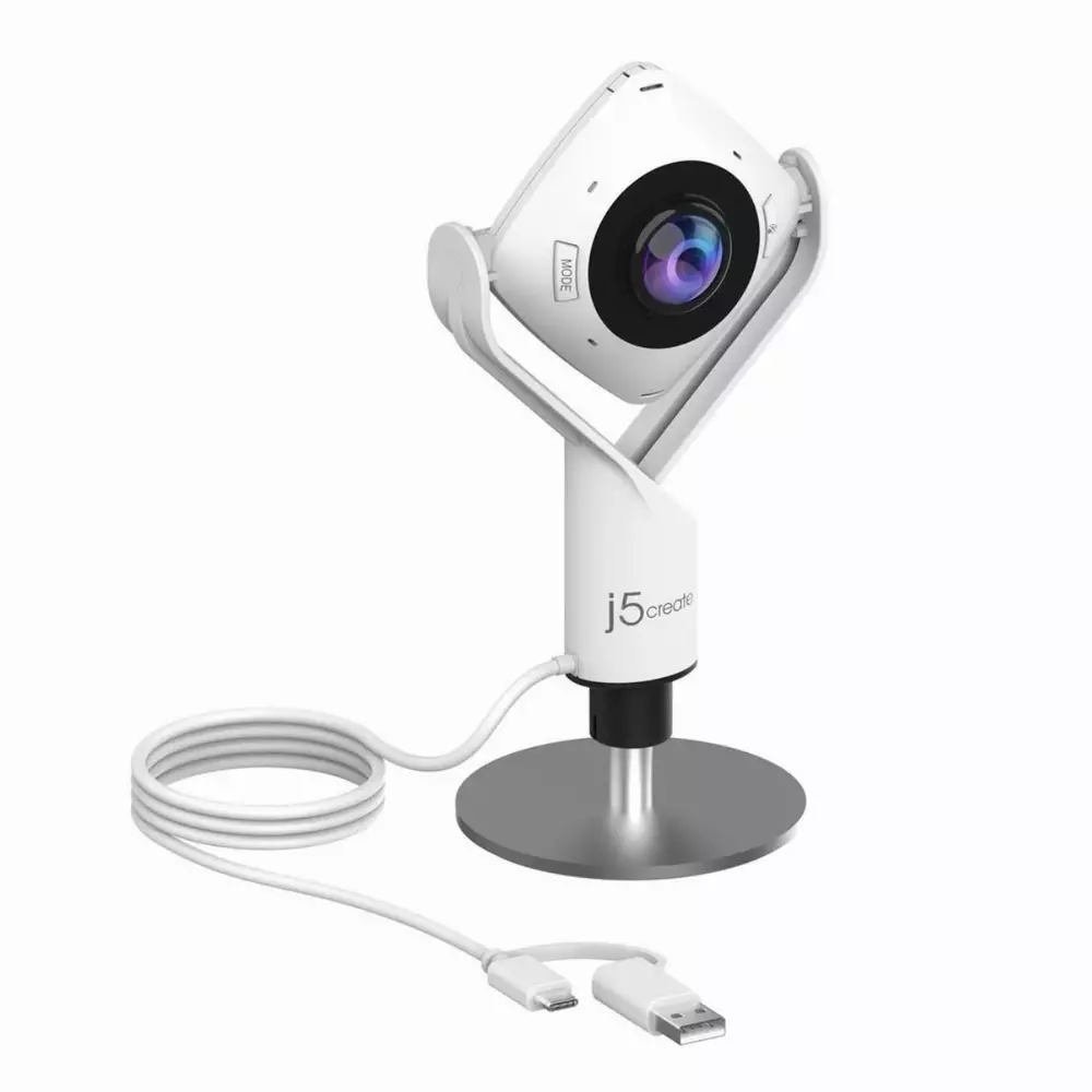 Уеб камера j5create JVCU360, UltraHD, микрофон, USB, 360° All Around, Черен