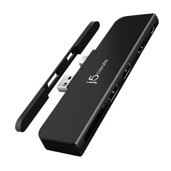Докинг станция j5create JDD320B, за Surface Pro 4/5/6, USB-A Mini DP, Черен