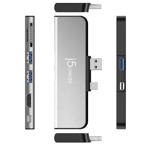 Докинг станция j5create JDD320B, за Surface Pro 4/5/6, USB-A Mini DP, Черен
