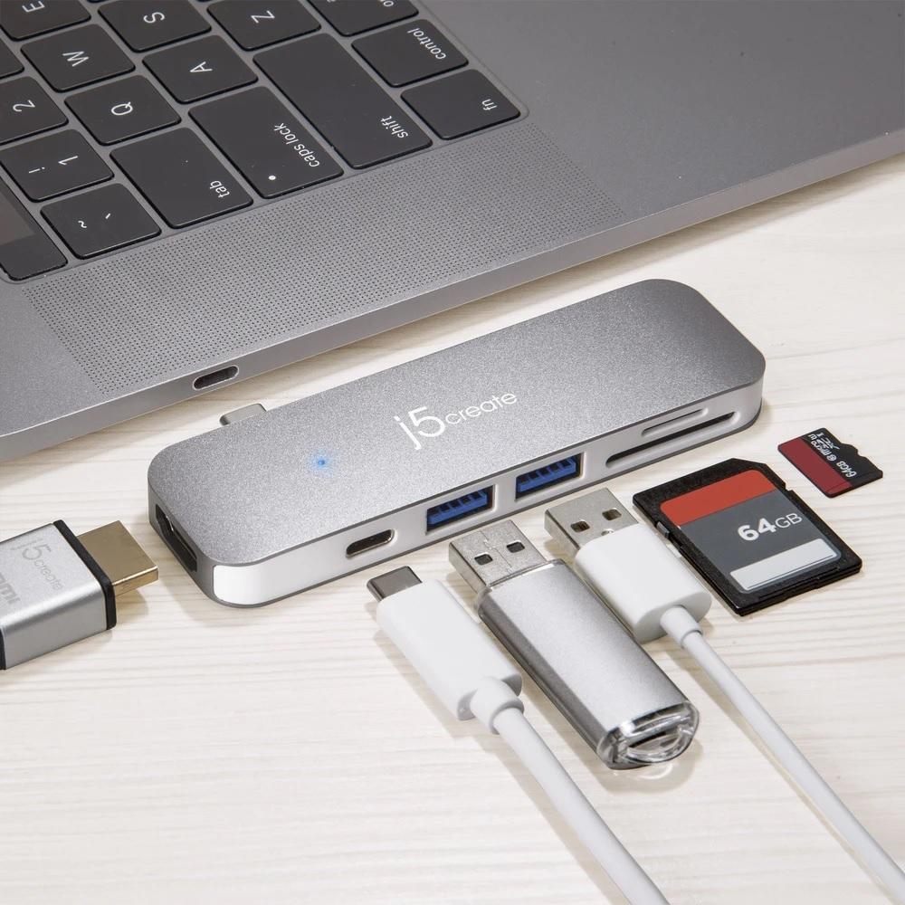 Докинг станция j5create JCD386, USB-C, 2 x HDMI, USB 3.0 PD, Сребрист