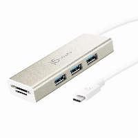 Хъб 4-портов J5create JCH347, USB-C 3.1,  USB-A 3.0, SD/Micro SD Card Reader