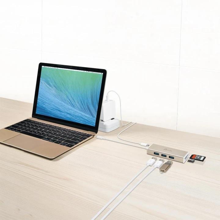 Хъб 4-портов J5create JCH347, USB-C 3.1,  USB-A 3.0, SD/Micro SD Card Reader