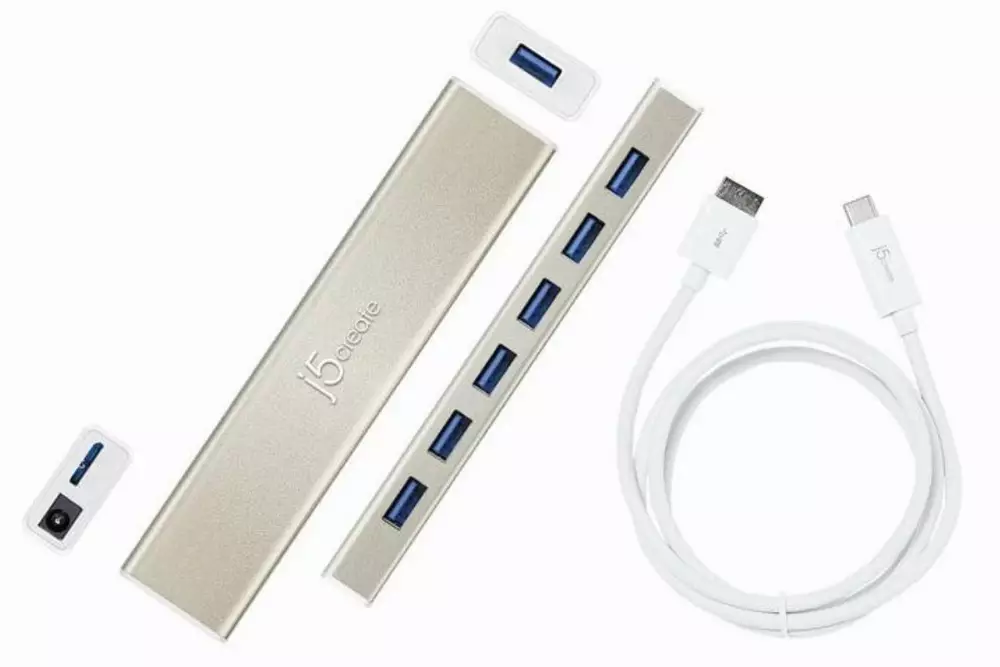 Хъб 7-портов J5 Create JCH377, USB 3.0, 1:7, Бял