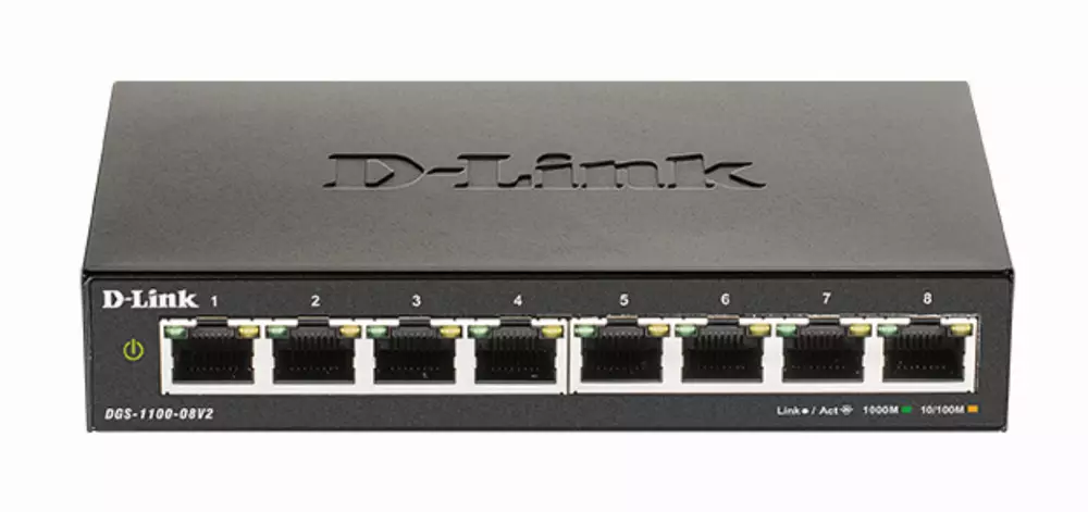Суич D-Link DGS-1100-08V2, 8 портов 10/100/1000 Gigabit Smart Switch, управляем,