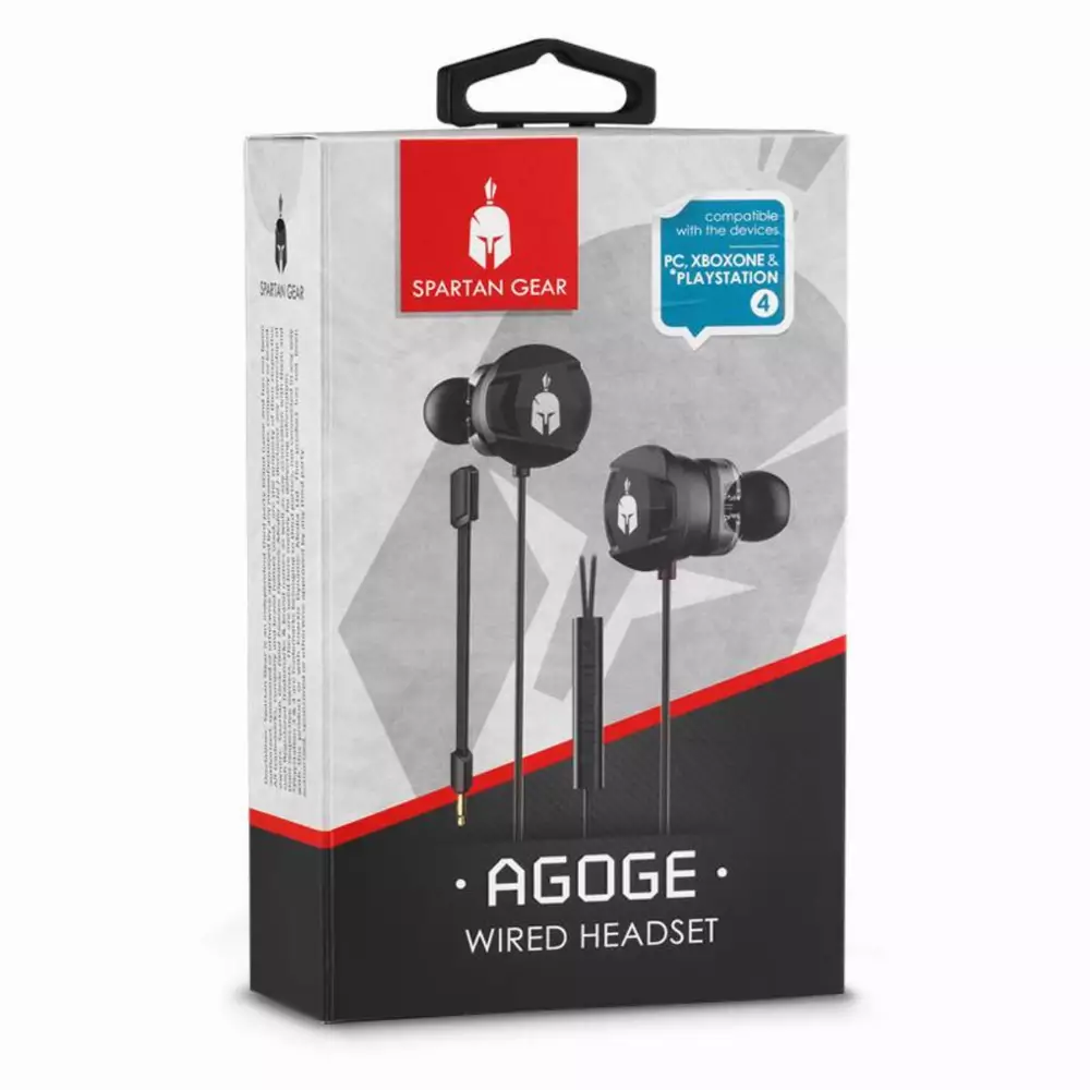 Геймърски слушалки тапи с микрофон Spartan Gear Agoge, Черен