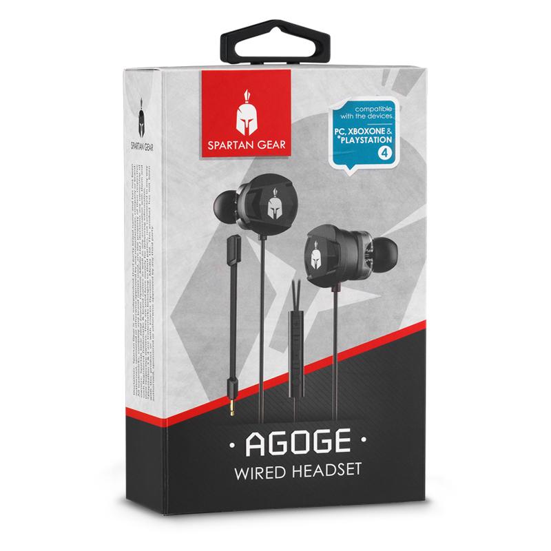Геймърски слушалки тапи с микрофон Spartan Gear Agoge, Черен