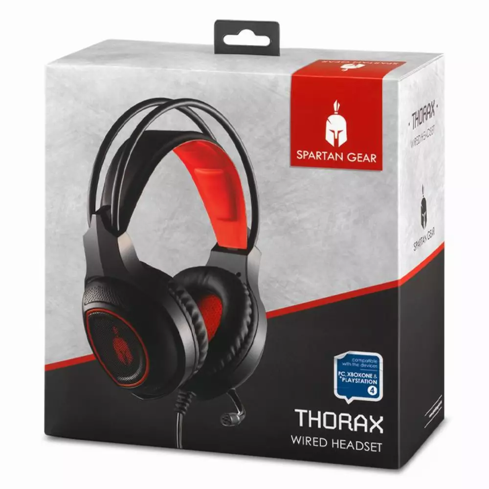 Геймърски слушалки Spartan Gear Thorax, Микрофон, Черен/Червен