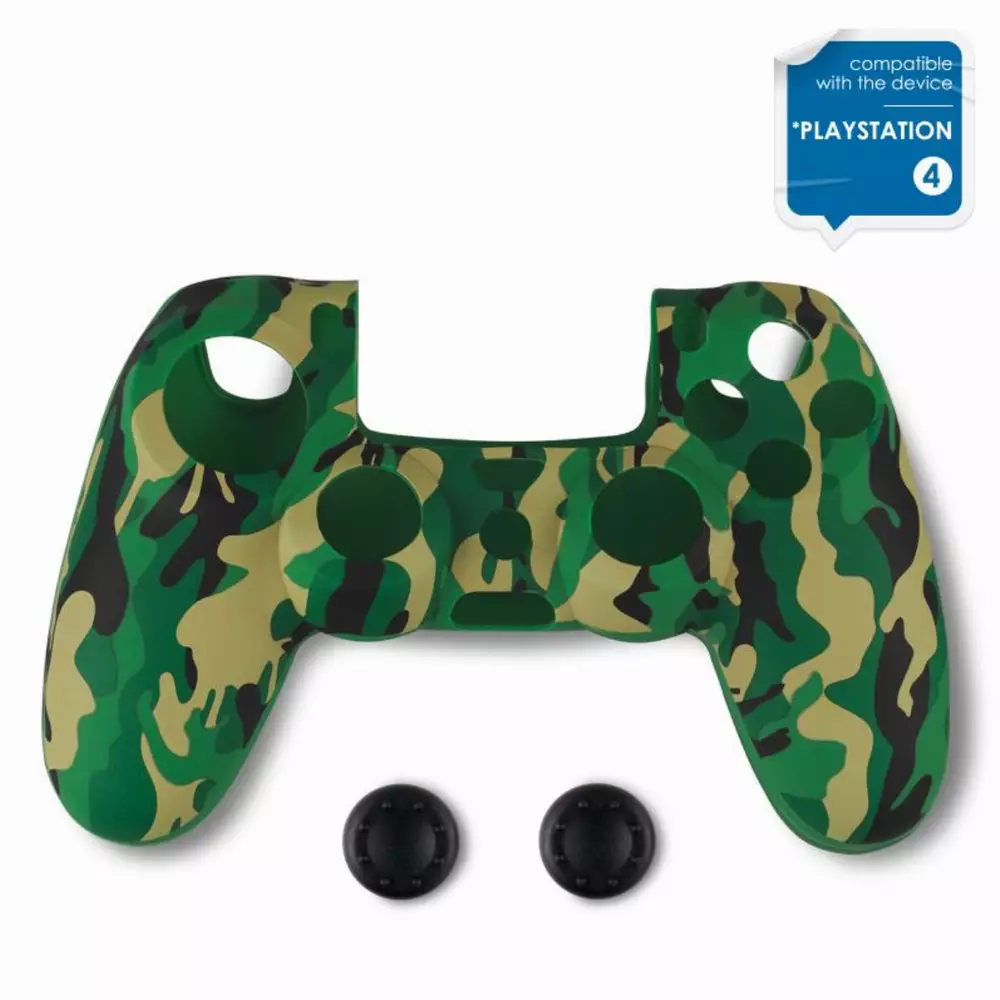 Протектор Spartan Gear Silicon Skin Cover + Thumb Grips за Dualshock 4, Green Camo
