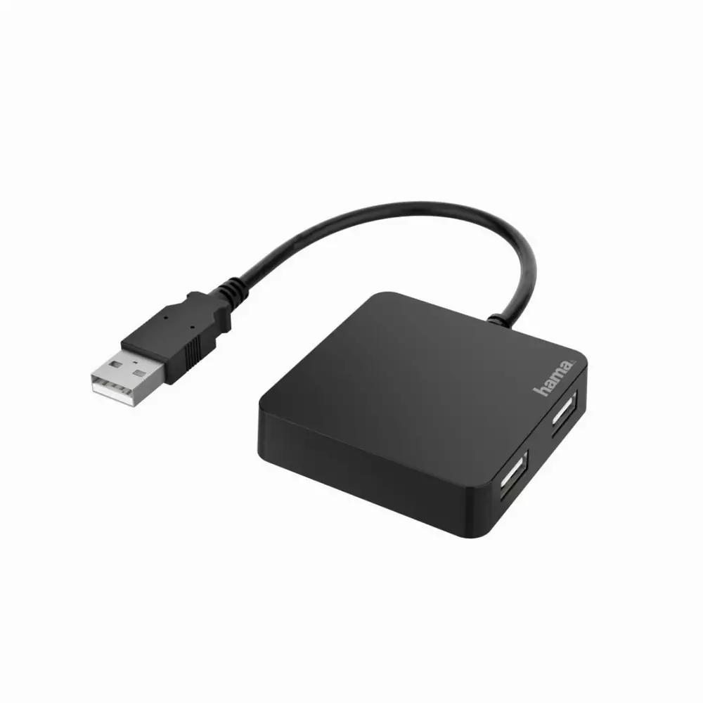 USB hub HAMA, 4 θύρες, USB 2.0, 480 Mbit/s, Μαύρο
