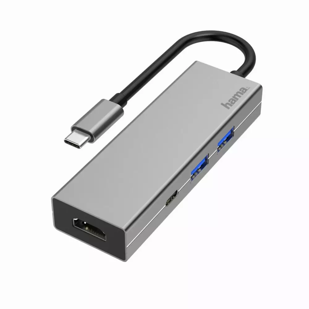 4-θυρο USB-C HAMA Aluminium, USB 3.1 Gen1, 2 x USB-A, 1 x USB-C, 1x HDMI, Ασημί