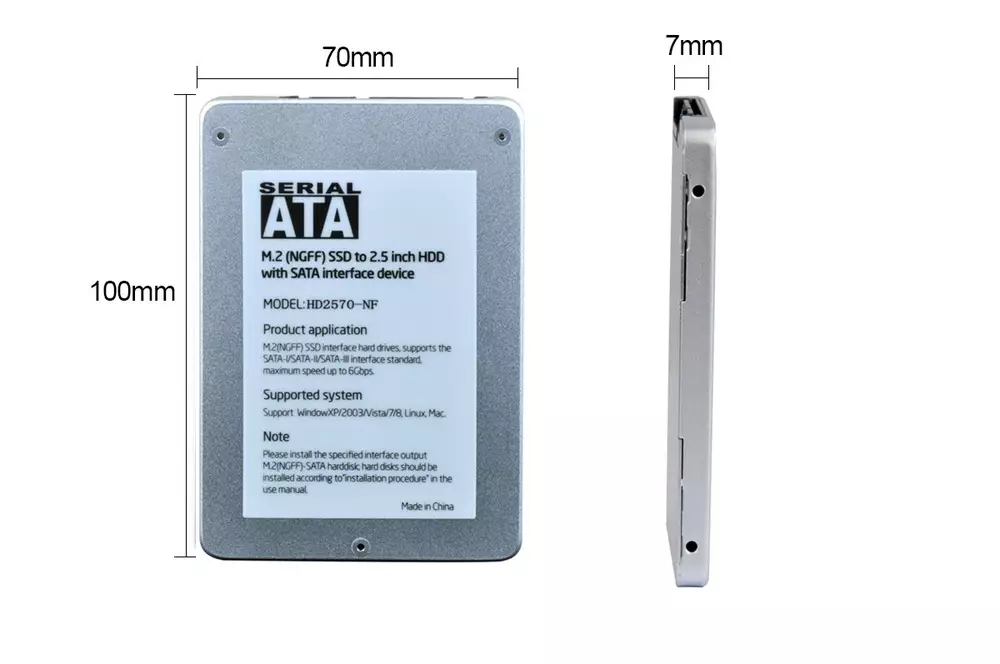 Кутия за ссд Makki Caddy Convertor M.2 NGFF SSD to 2.5" SATA3, Aluminium - MAKKI-M2-NGFF-2.5