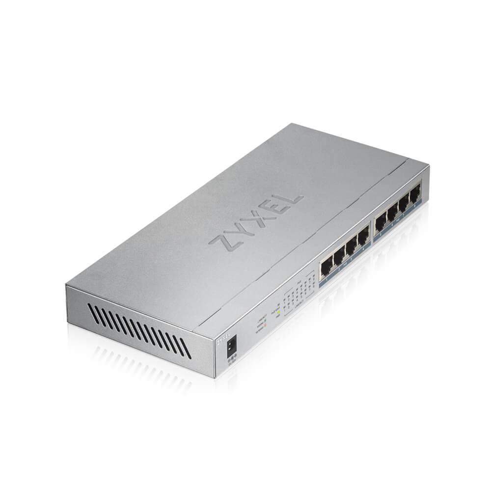 Switch ZyXEL GS1008-HP, switch gigabit non géré 8 ports PoE+, 60W